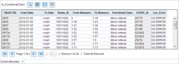 Event Editor results grid Event Editor results grid